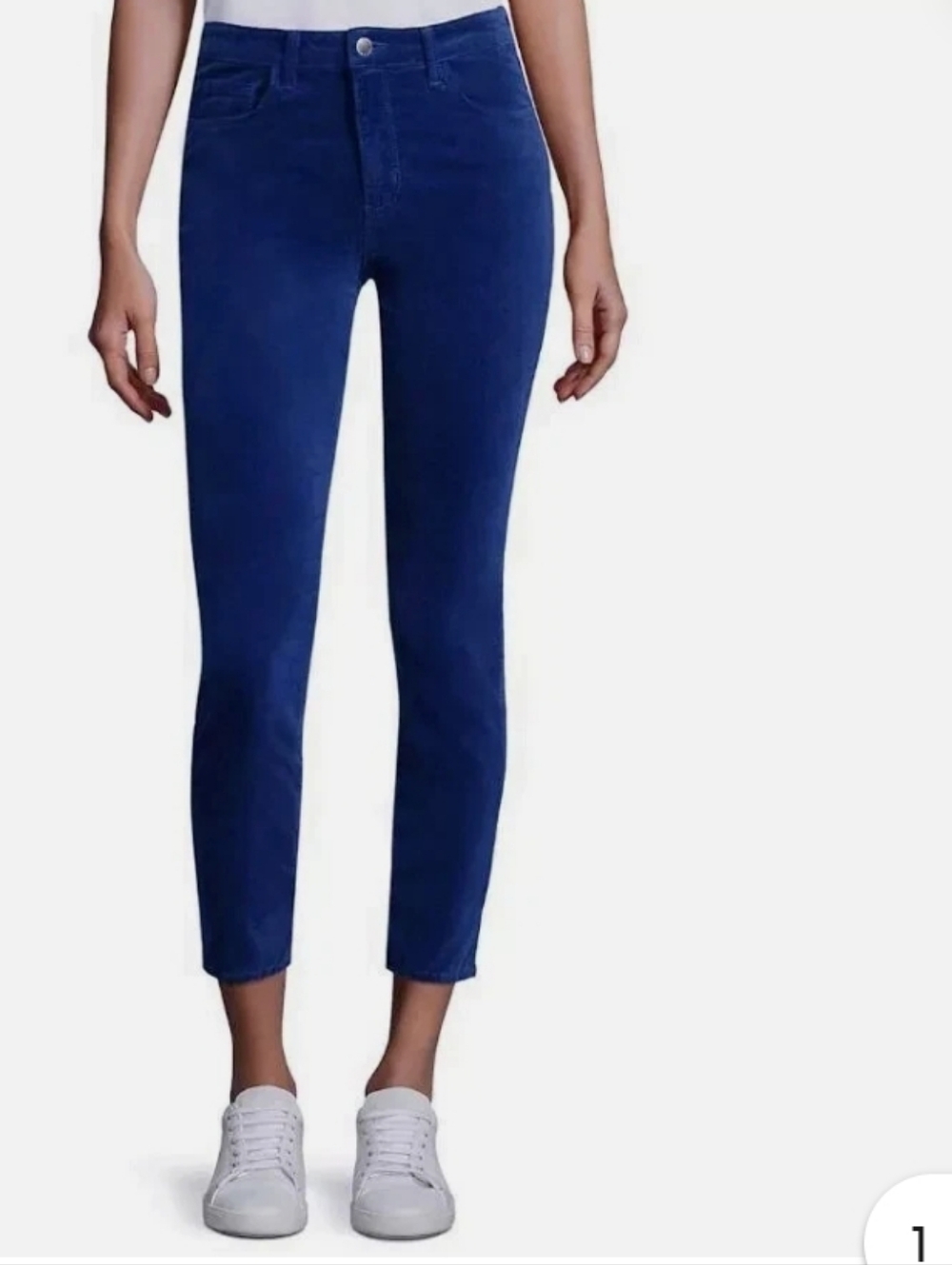 L'AGENCE Margot High-Rise Skinny Crop Velvet Jeans - Royal Blue size 27